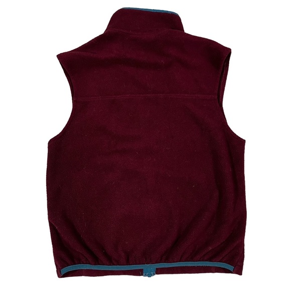 Ll Bean Vintage Maroon Fleece Teal Zip Front Fleece Size Women’s Medium ?? - Picture 2 of 7